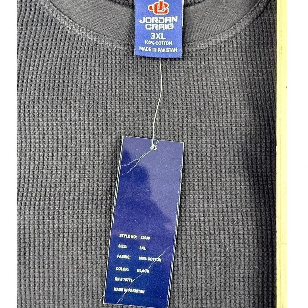 Vintage Jordan Craig Men's Black Thermal Long Sleeve‎ Crew Neck Shirt 3XL NEW